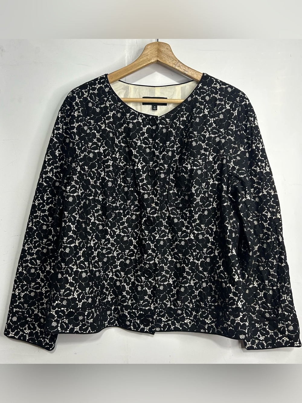 5 for $25🔥Talbots Button Front Black Lace Jacket Size 16